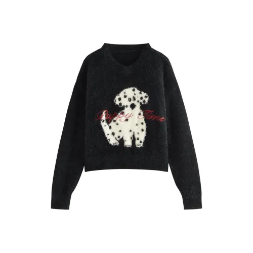 FANSILANEN Свитер Женские Черный And Белый с Пятном Собака