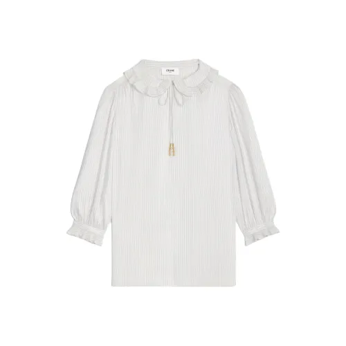 CELINE SS24 Рубашка Женская Мел Белый