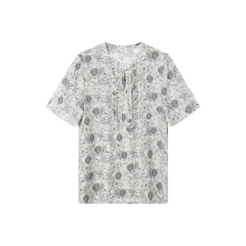 H YXIANG T Рубашка Женская Белая Подкладочная ткань Маленький цветок