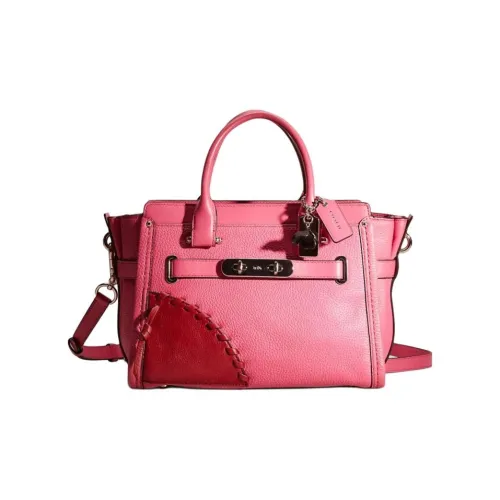 COACH Swagger Pebble Кожа Сумка-тоут Сумка для покупок Сумка через плечо Сумка Большая Женская Розовая