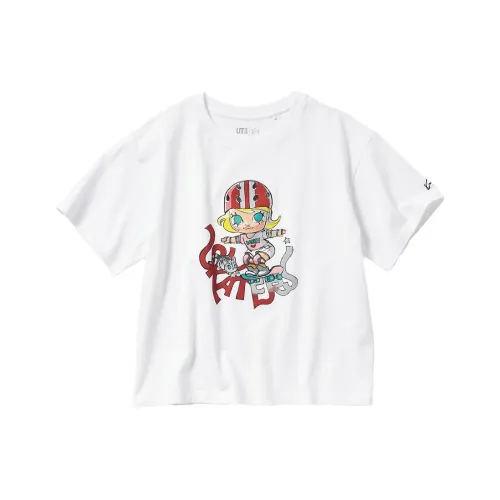 UNIQLO x POP MART SS23 Рубашка с оборванным плечом женская белая