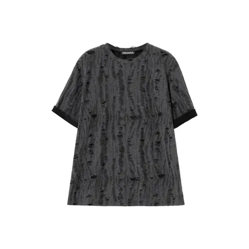 SOON FLOWER Рукав с оборками Короткий рукав Т-рубашка Женская Темно-серый