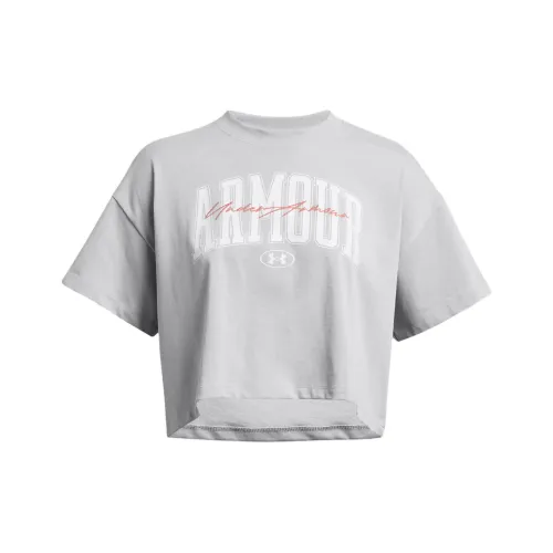 Under Armour T-рубашка с рукавом женская с оборванным плечом серая