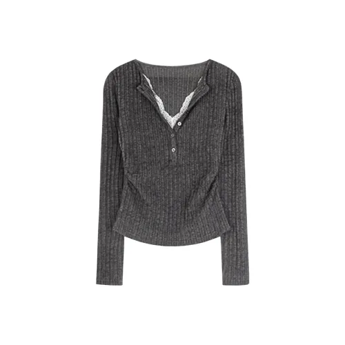 Ning Cai Yuer Стандартная T-рубашка Женская Темный Фотиния Серый