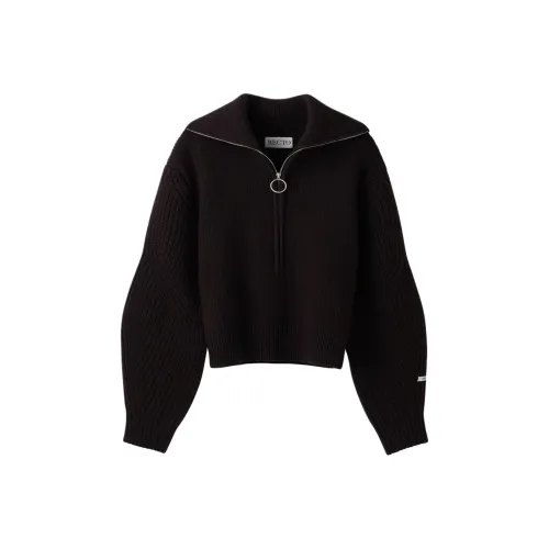 RECTO FW24 STRUCTURED Полузастежка Вверх KNIT Свитер Женские Винтажный коричневый