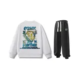 Комплект одежды (Белый свитшот + Черные штаны)