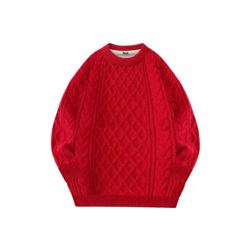 BEUF Красный флисовый унисекс свитеры с подкладкой