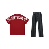 Бордовый топ + черные штаны