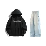 Black Sweatshirt + Blue Casual Pants  
Черный свитшот + синие повседневные штаны