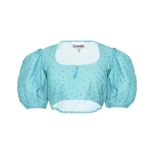 GANNI Циановые Женские Футболки