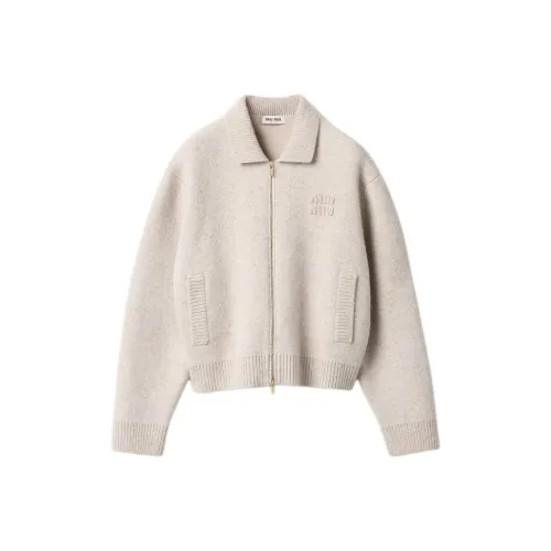 MIU MIU FW24 Свитер Женский Песочный Бежевый