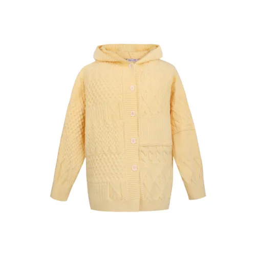 INSLIISA Трикотажная ткань Кардиган Женские Желтый