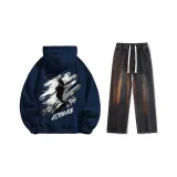 Set (Dark Blue Fleece-Lined + Black Jeans)  
Комплект (Темно-синий с флисовой подкладкой + Черные джинсы)