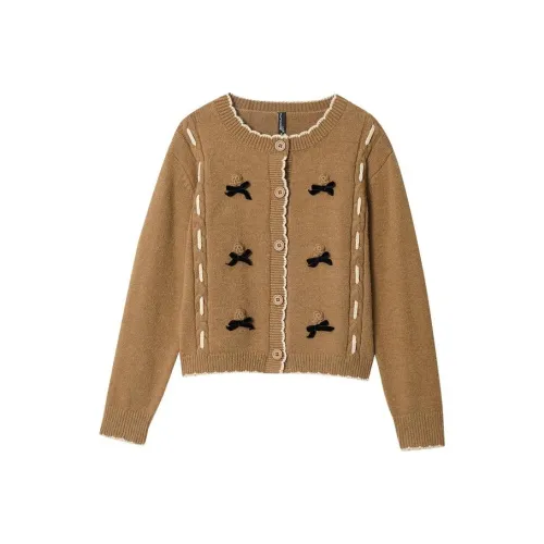 OUNIXUE Верблюжий кофейный Женские свитеры