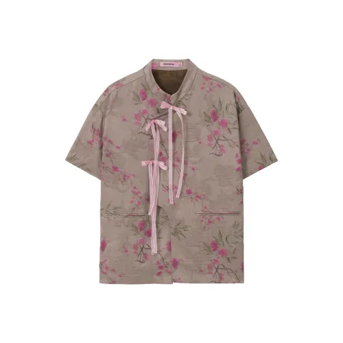 UNVESNO Китайский стиль Персик Женские футболки