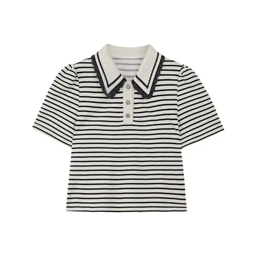 Pit T-Shirt Женская Темно-синий Белый Полосы