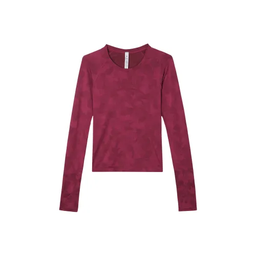 lululemon Swiftly Tech Реглан-рукав Т-рубашка Женская Камуфляж Малиновый Красный