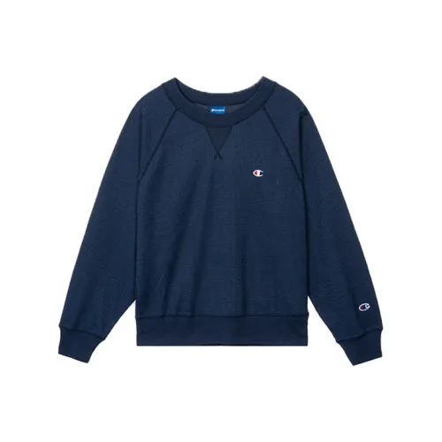 Champion Круглый вырез Свободный крой Стандартный Свитшот Японская версия Женская Темно-синий