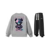 Комплект одежды (Серый свитшот + Черные штаны)