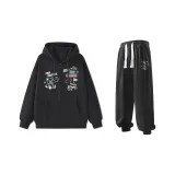 Комплект одежды (Черный свитшот + Черные спортивные штаны)