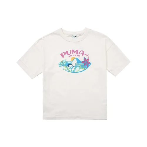 PUMA Рукав с оборванным плечом T-рубашка Женская Бежевая