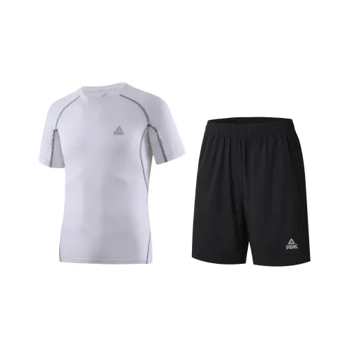 PEAK Бег Одежда Комплекты Унисекс Двухкомпонентный Набор Белый+Черный