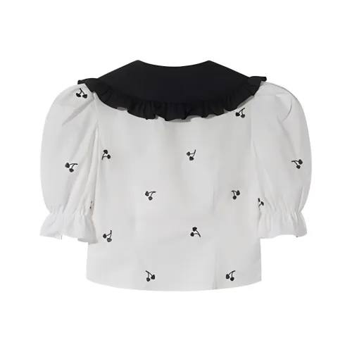 ITIB Белый с черными цветами Женские Рубашки