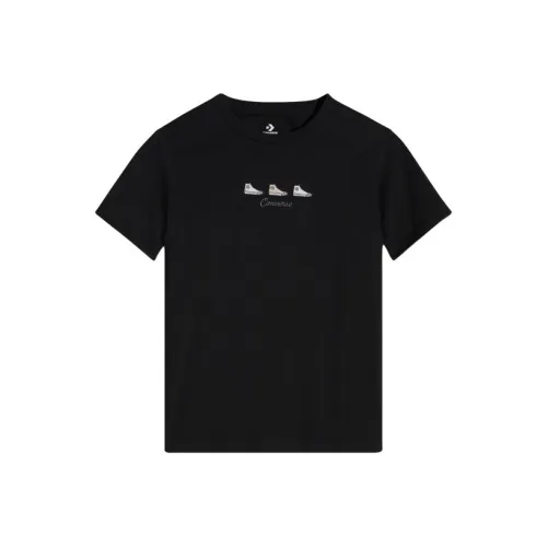 Converse Chuck Taylor Рукав с спущенным плечом T-рубашка Женская Черная