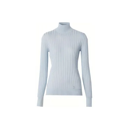 Burberry водолазка облегающий крой трикотаж женский светло-синий 80447231