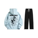 Комплект одежды (Ледниково-синий топ + черные штаны)