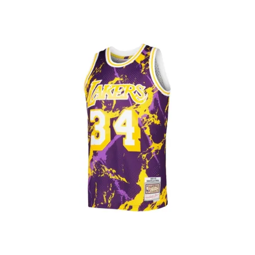 NBA MITCHELL NESS Шакил О'Нил Баскетбольная Джерси Мужская Фиолетовая Желтая