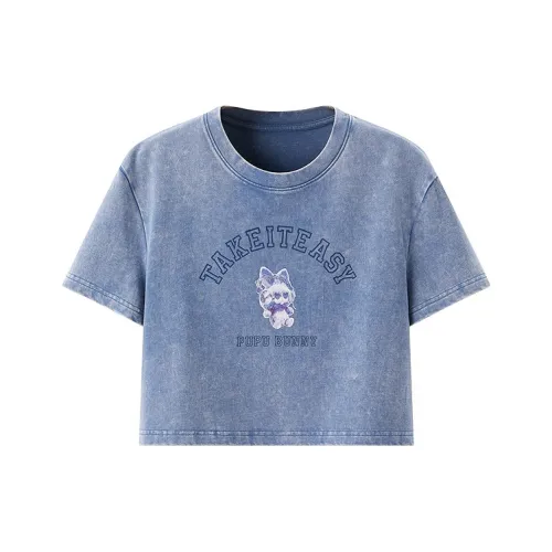 LEDIN Honey Kuma Co Branded SERIES Джинсовый синий Женские T Рубашки