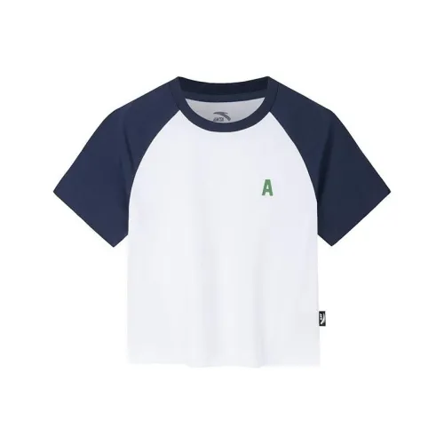 ANTA Life Collection Реглан-рукав Т-рубашка Женская Чисто белый Темно-синий