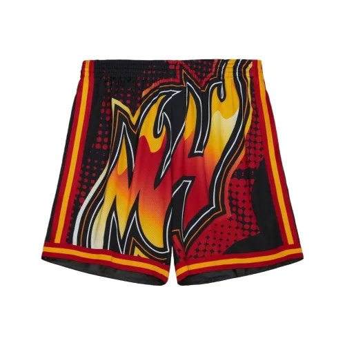 NBA x MITCHELL NESS Miami Heat Big Face Fashion Basketball Shorts Мужской Черный