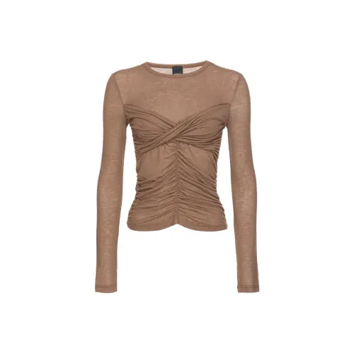 PINKO FW23 Maglia с оборками спереди Свитер Женские Коричневый