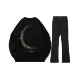 Чёрный свитшот + чёрные джинсы