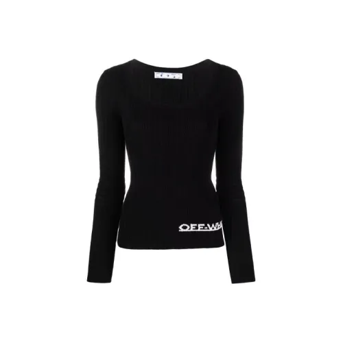 OFF Белый Облегающий крой Трикотаж Женский Черный