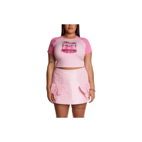 Dolls Kill Sugar Thrillz Plus Malibu Dreamin' BABY TEE T-Shirt Женская Темно-розовый Темно-розовый