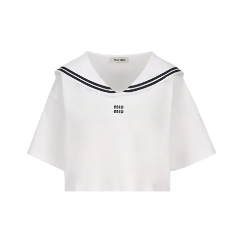 MIU MIU Рубашка с оборванным рукавом женская белая