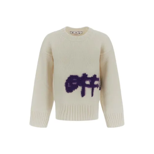 OFF Белый FW22 Свободный крой Свитер Женская Белая