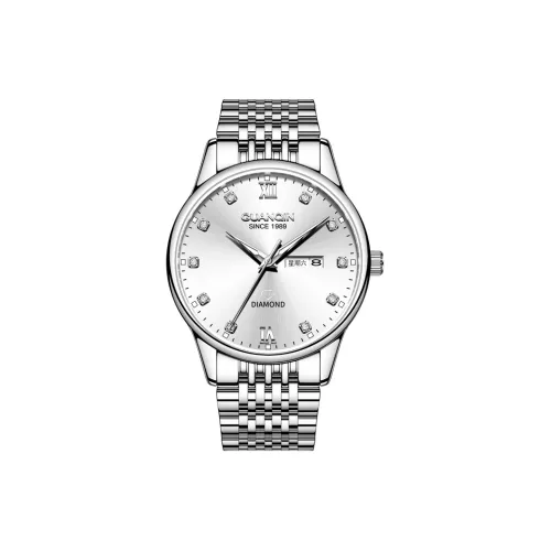 GUANQIN Кварцевый механизм ремешок из нержавеющей стали мужские часы белый циферблат