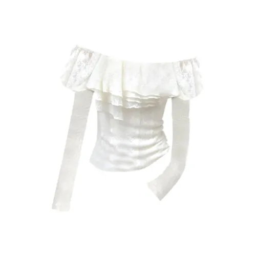 TASTILY Рукав-буф рубашка женская молочно-белая