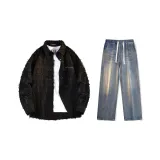 Комплект (Черная рубашка + Ностальгические синие джинсы)