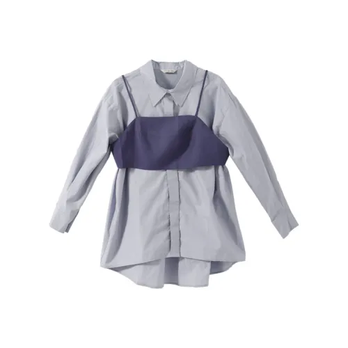 YUMOMO STAR Boyfriend Синий Женские Рубашки