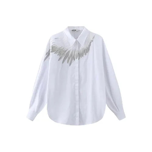 JI CHENG Белые Женские Рубашки