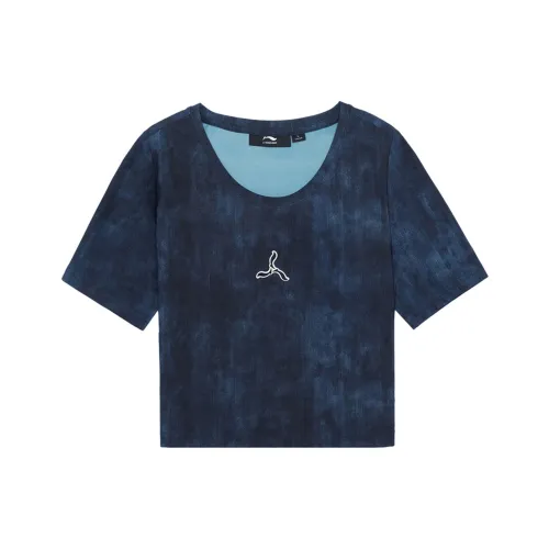 LI NING 1990 Blue series T-Shirt Женская Темный Ирис Синий