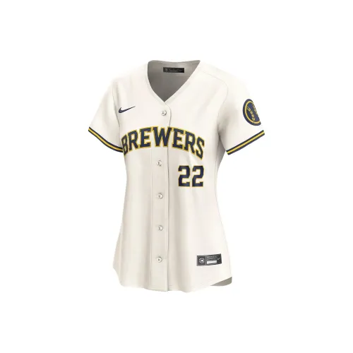 nike Christian Yelich Milwaukee Brewers T-Shirt Женская Бежевая