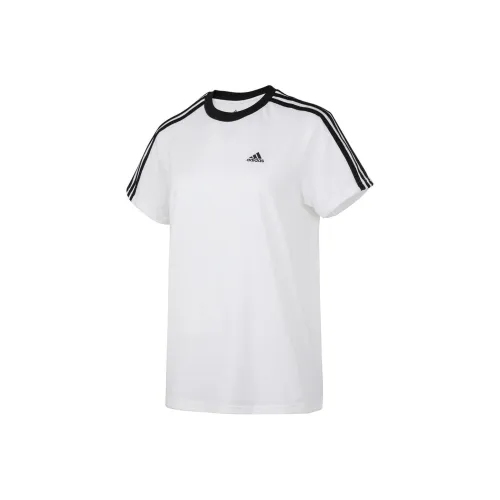 Adidas Essentials 3 Stripes Белые Женские Футболки