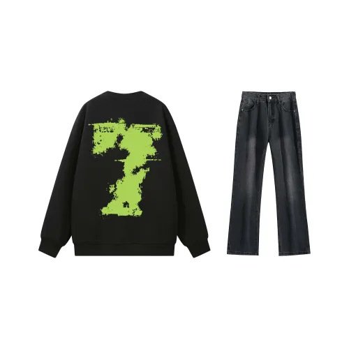 SUNSETMONENT Джинсы Толстовка Куртка Комплект Унисекс