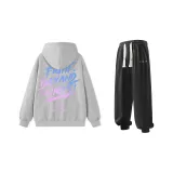 Комплект одежды (Серый свитшот + Черные спортивные штаны)